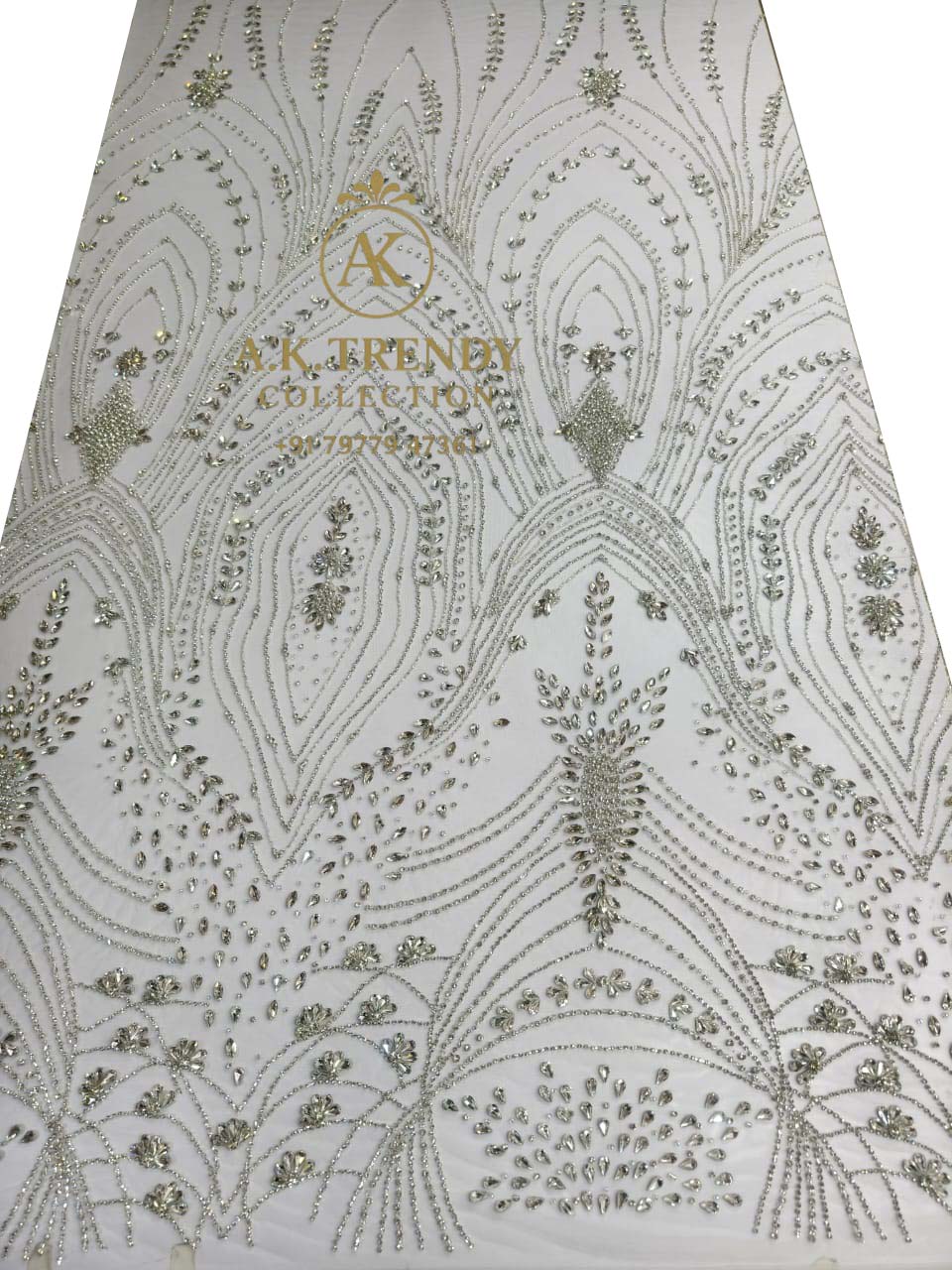 High Quality Designer Rhinestone Lace Fabric