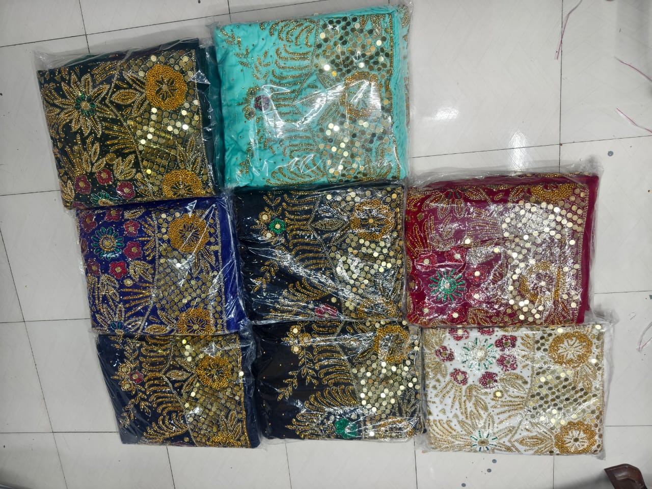 Heavily Beaded Designer Velvet  George Wrapper With Blouse Set