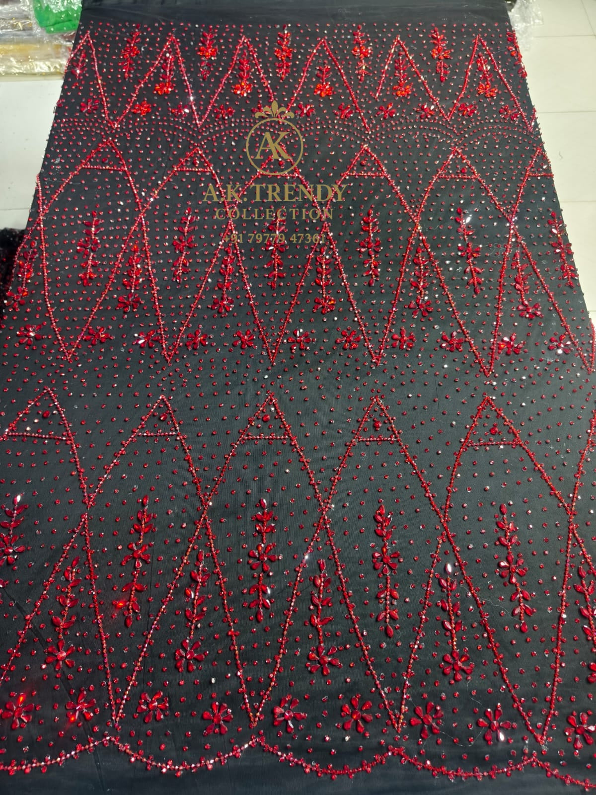 Luxury Designer Lace Fabric rhinestone Fabric