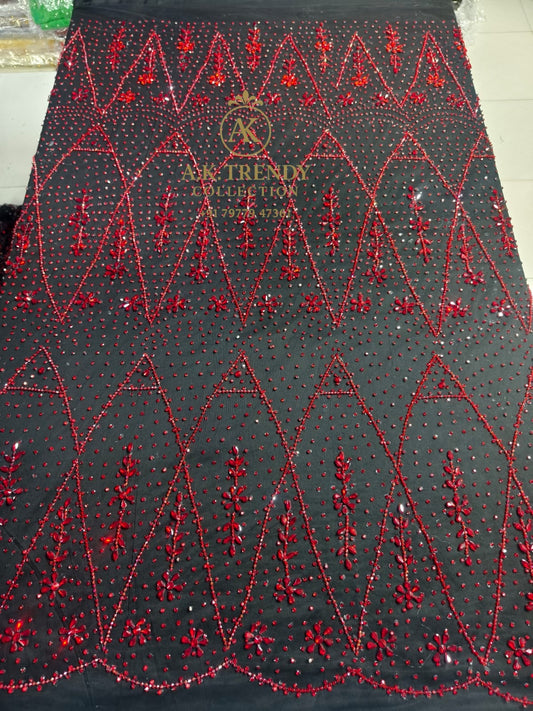 Luxury Designer Lace Fabric rhinestone Fabric