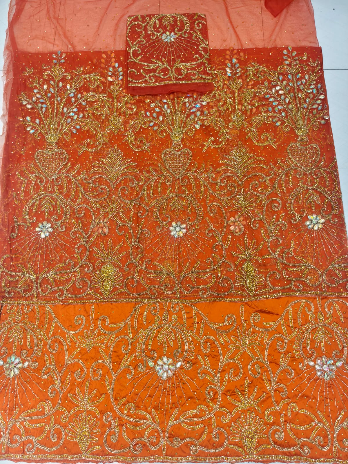 Heavily Beaded Designer George Wrapper Set