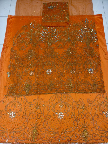 Heavily Beaded Designer George Wrapper Set