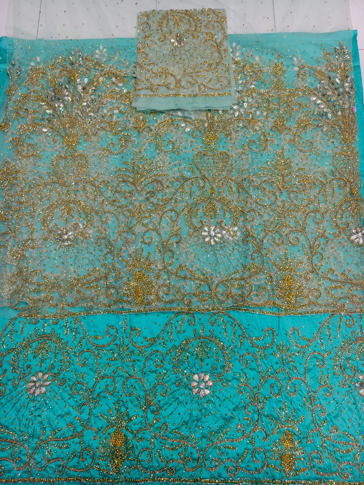 Heavily Beaded Designer George Wrapper Set