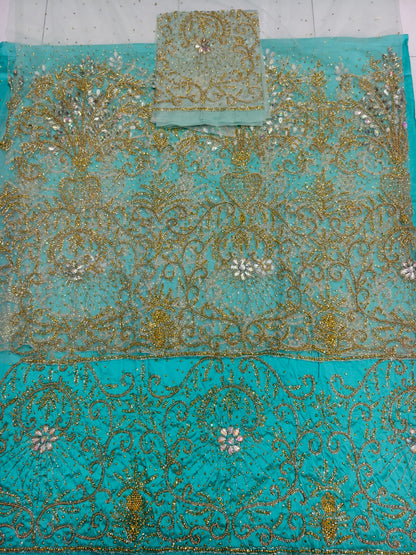 Heavily Beaded Designer George Wrapper Set