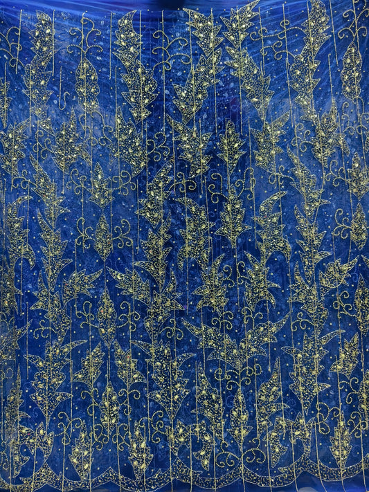 High Quality Designer Rhinestone Lace Fabric With Fringes Work