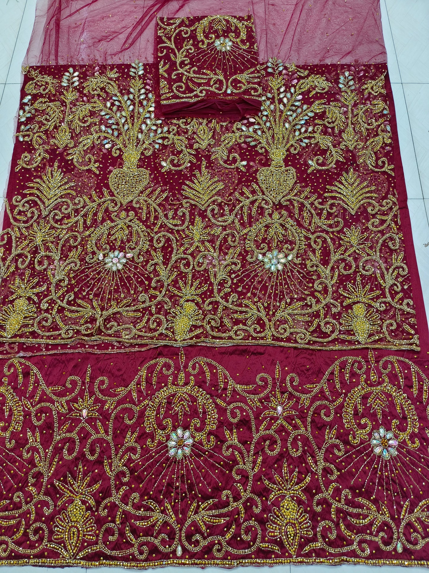 Heavily Beaded Designer George Wrapper Set