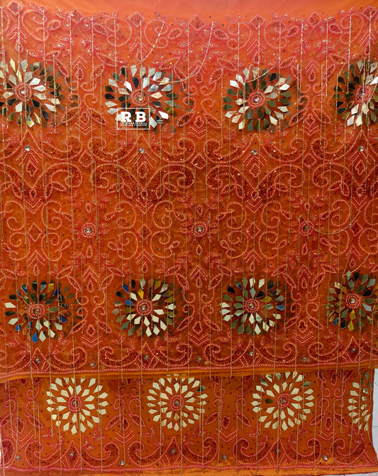 High Quality Heavily Beaded George Wrapper Fabric