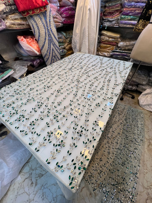 Rhinestone Luxury Lace Fabric 3.5 Yards