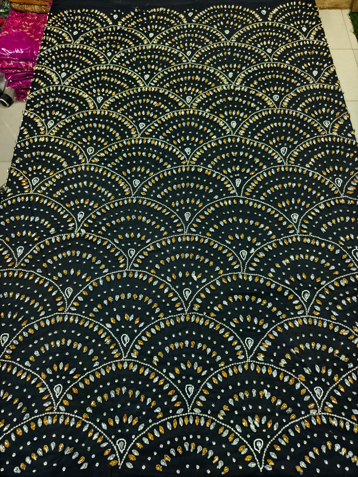 High Quality Designer Rhinestone Lace Fabric