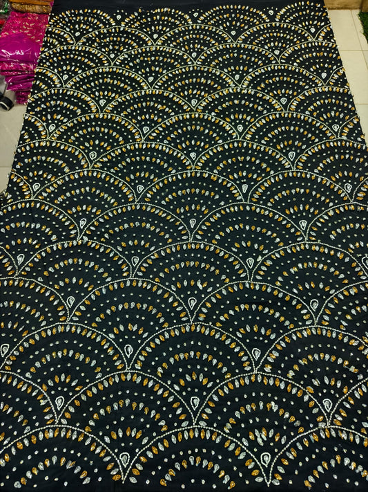 High Quality Designer Rhinestone Lace Fabric