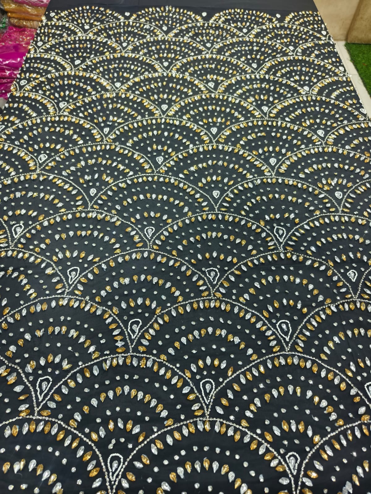 High Quality Designer Rhinestone Lace Fabric
