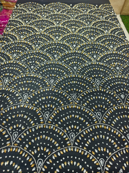 High Quality Designer Rhinestone Lace Fabric