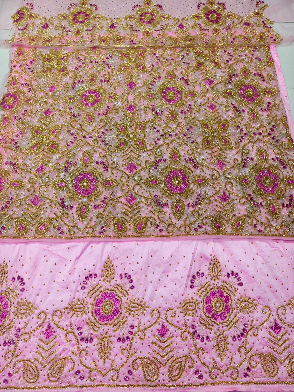Heavily Beaded Designer George Fabric
