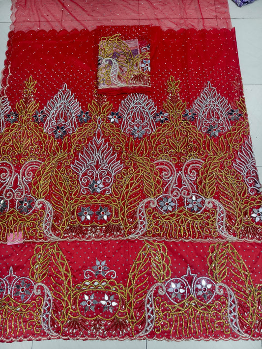 Heavily Beaded Designer George Fabric