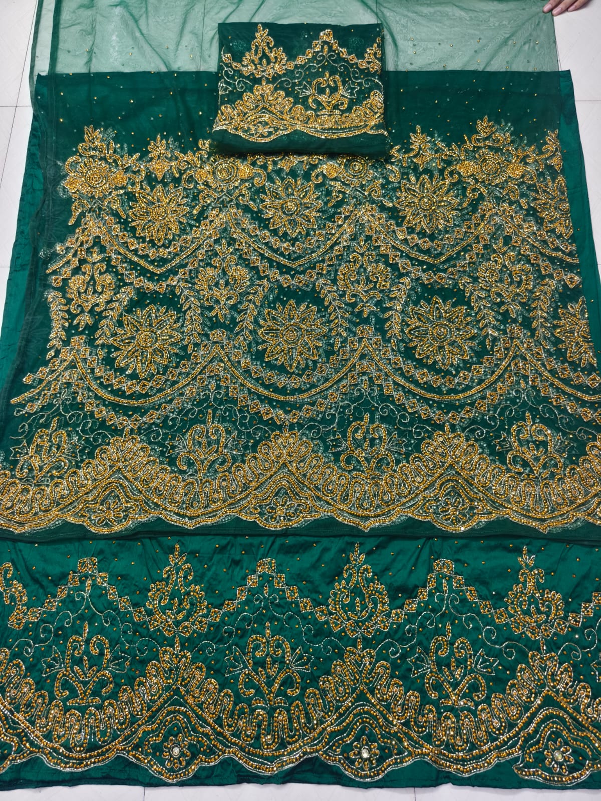 Heavily Beaded Designer George Fabric