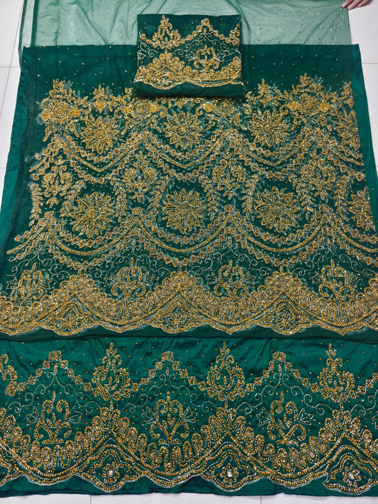 Heavily Beaded Designer George Fabric