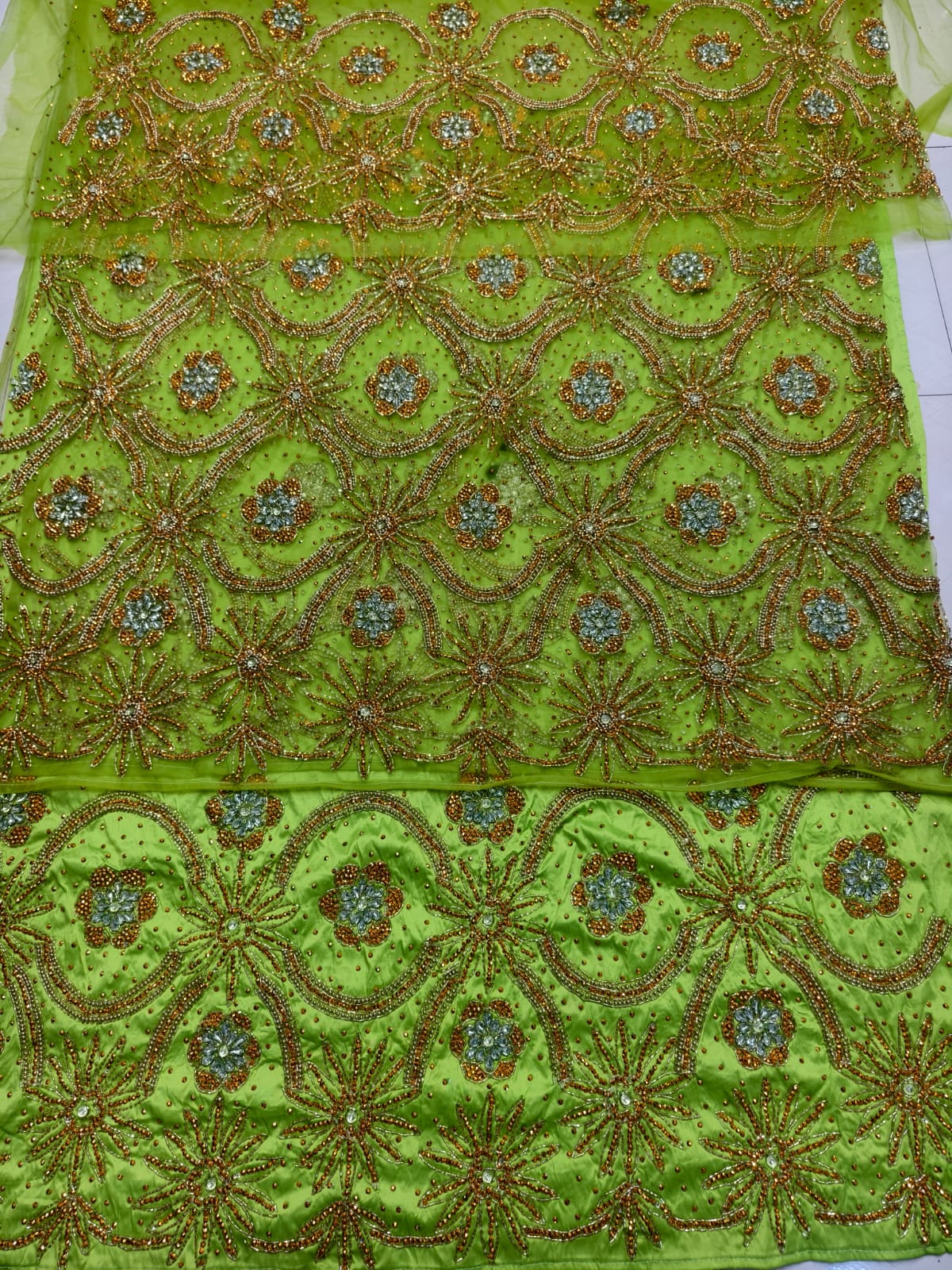 Heavily Beaded George Wrapper Fabric With Blouse