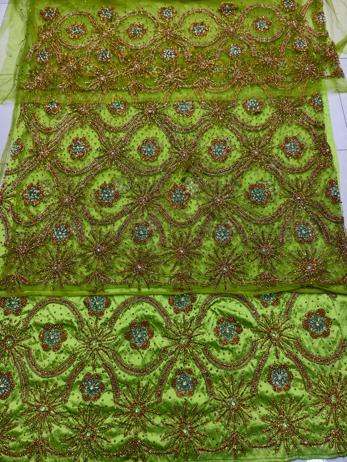 Heavily Beaded George Wrapper Fabric With Blouse