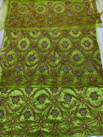 Heavily Beaded George Wrapper Fabric With Blouse