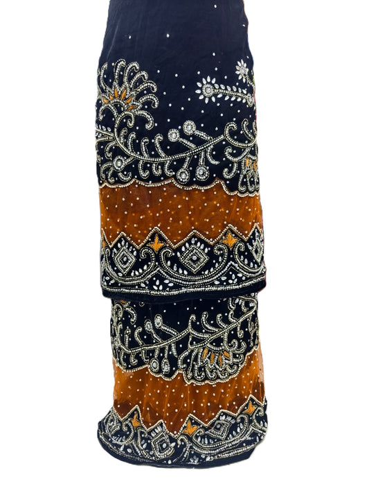 Heavily Beaded Velvet George Wrapper Fabric
