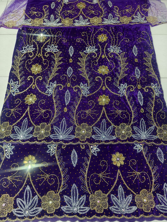 Heavily Beaded Velvet George Wrapper Fabric