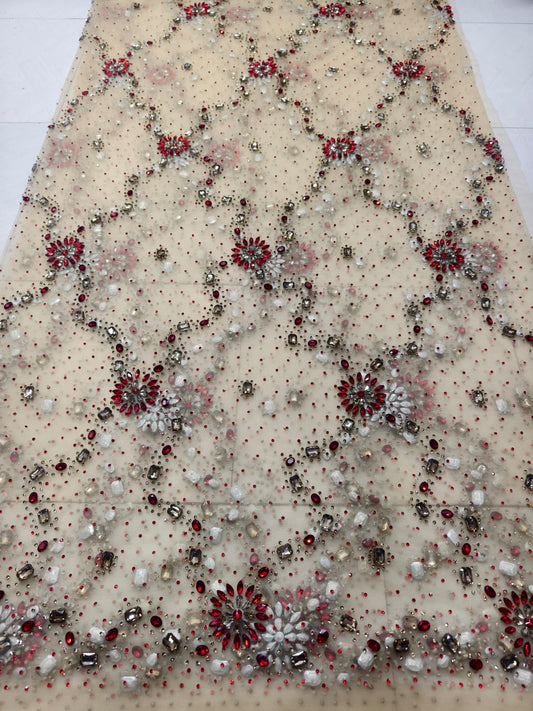 Heavily Designer Net Lace Fabric