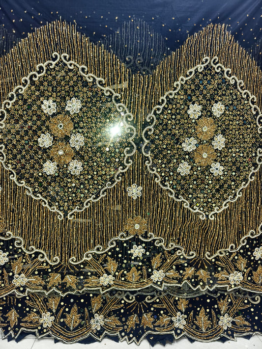 High Quality Heavily Beaded George Wrapper Fabric