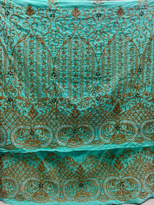 Heavily beaded designer velvet George wrapper