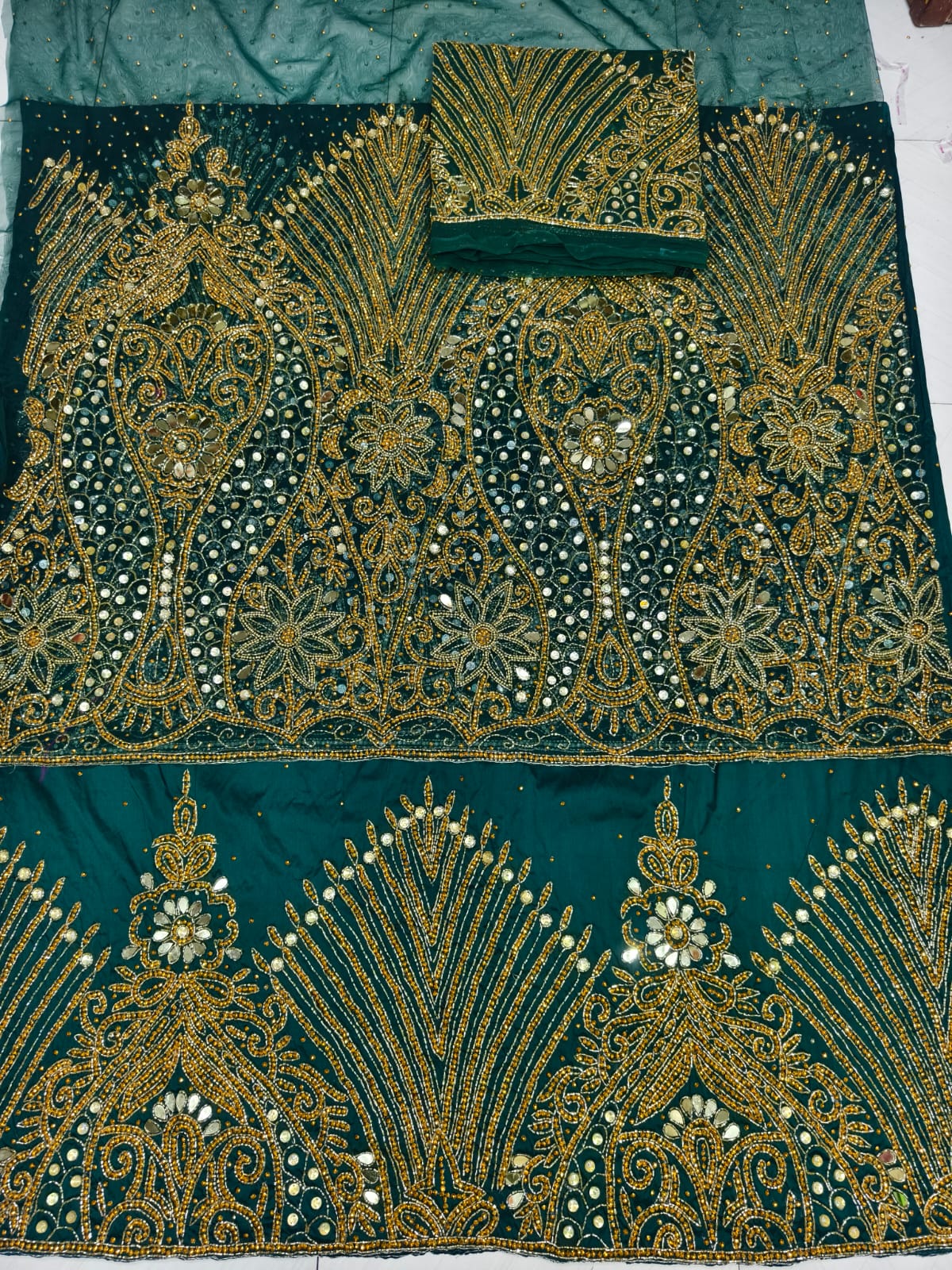 Heavily Beaded Designer George Wrapper Set
