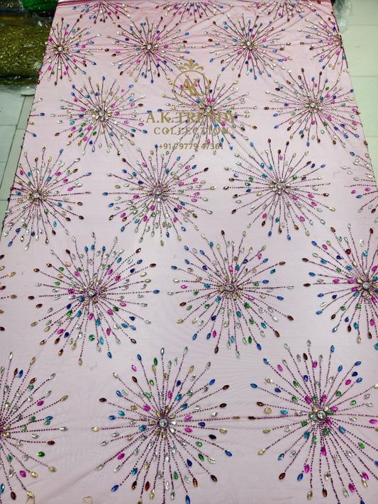 High Quality Designer Rhinestone Lace Fabric