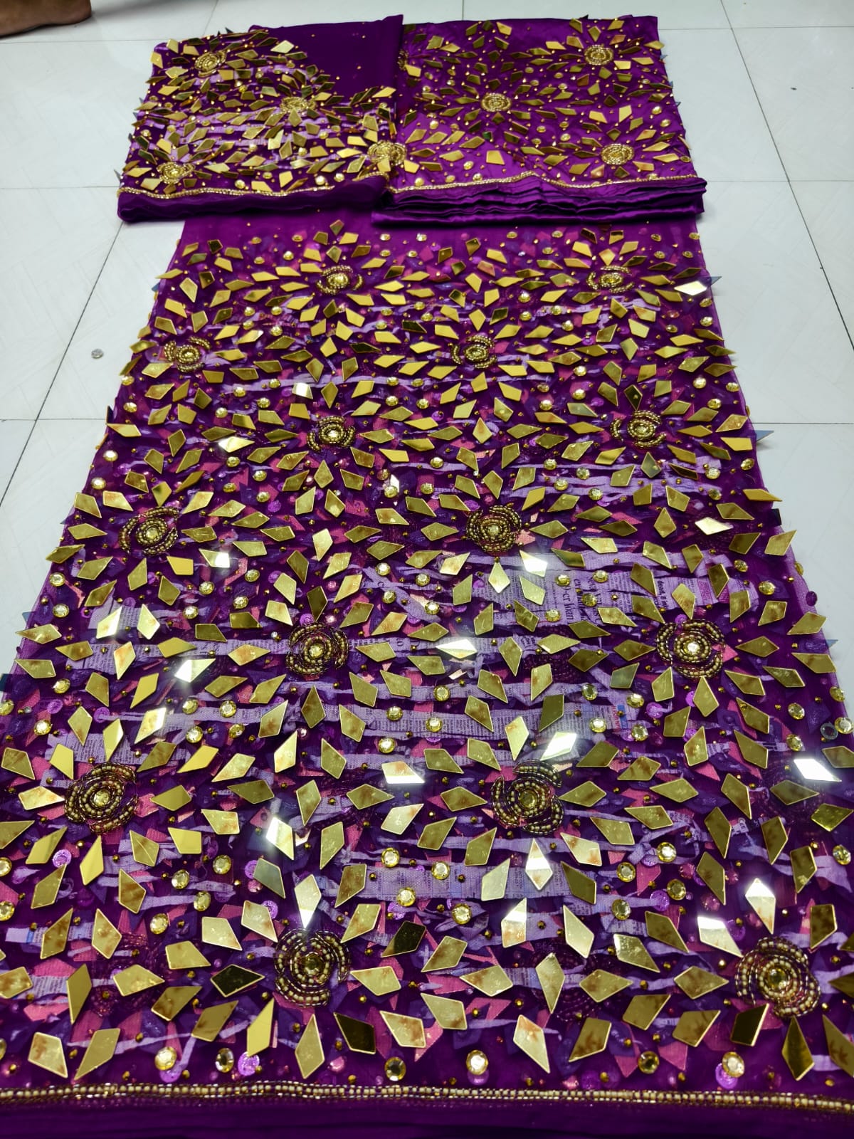 Mirror Work Nigerian George Wrapper Set