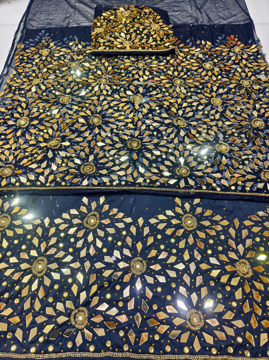 Mirror Work Nigerian George Wrapper Set