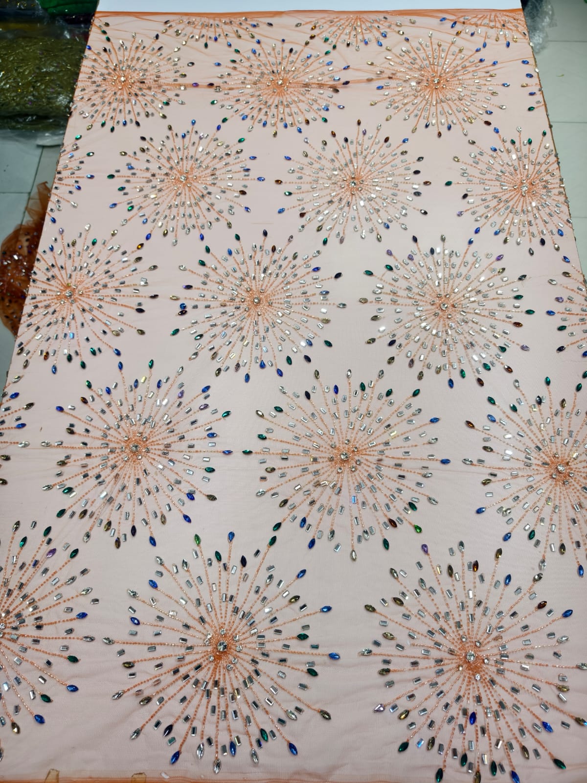 High Quality Designer Rhinestone Lace Fabric