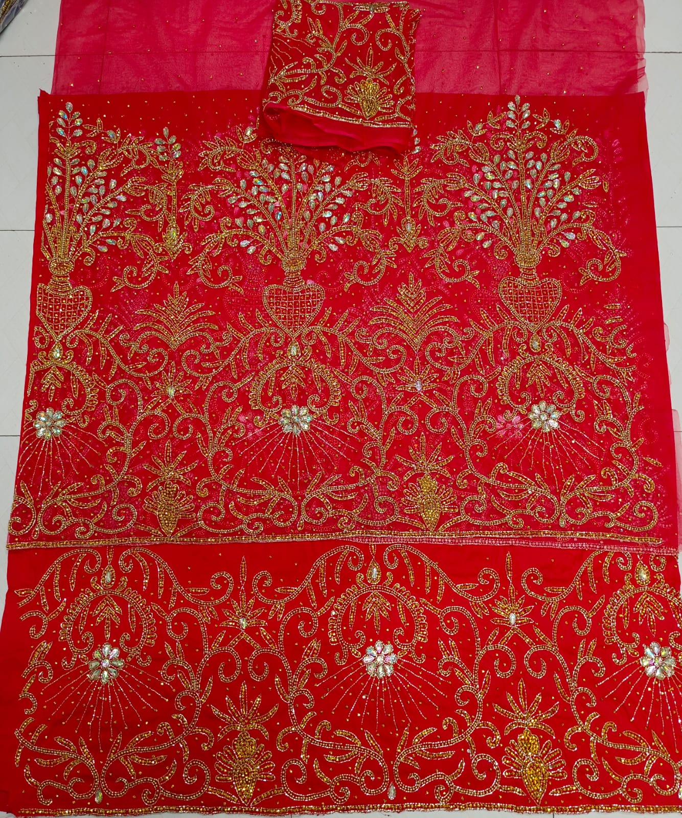 Heavily Beaded Designer George Wrapper Set