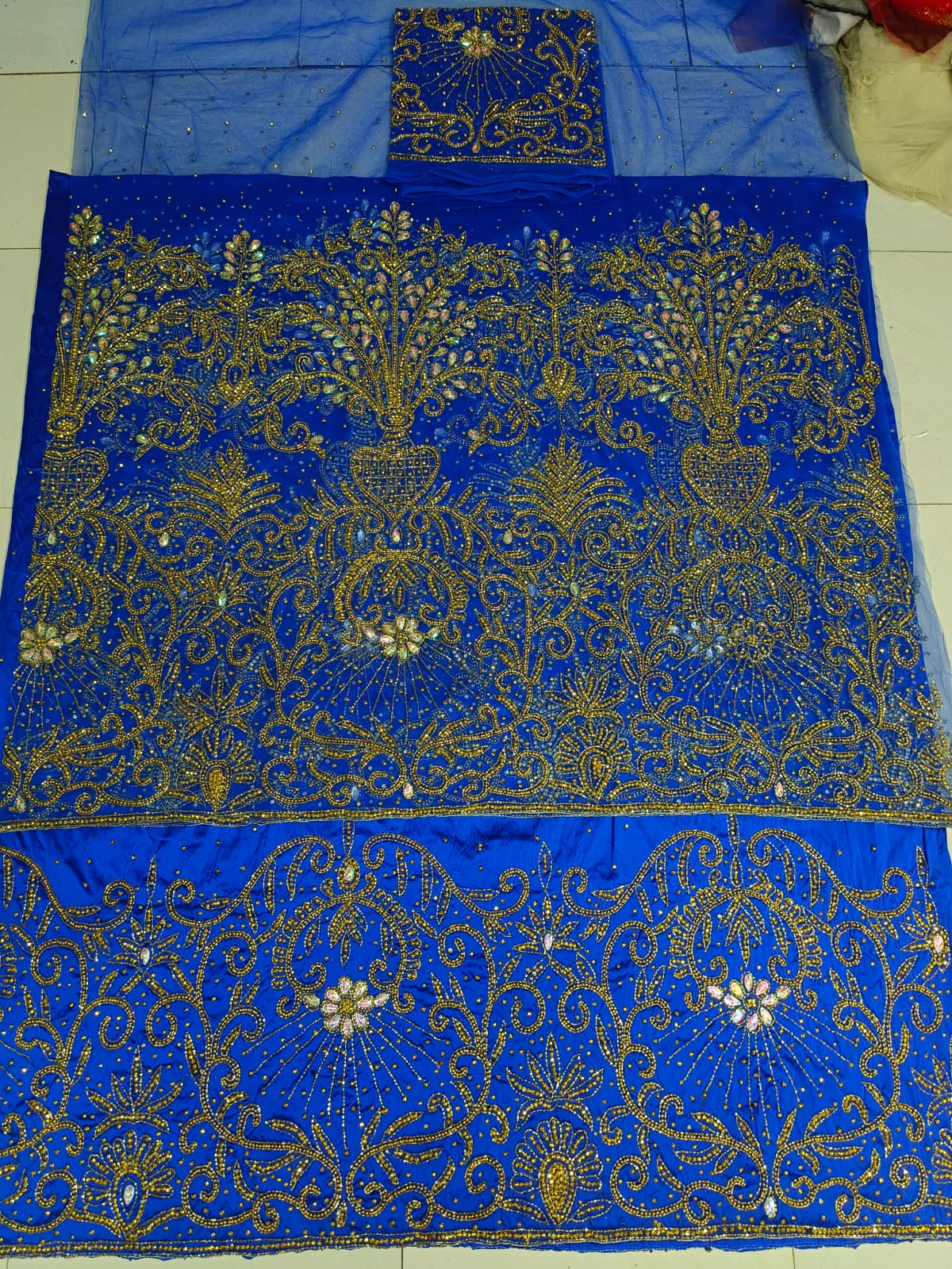 Heavily Beaded Designer George Wrapper Set