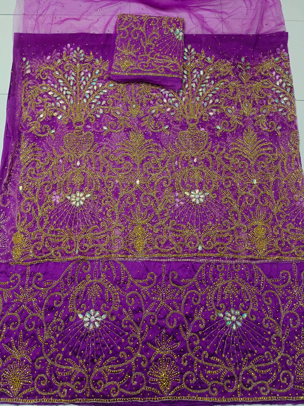 Heavily Beaded Designer George Wrapper Set