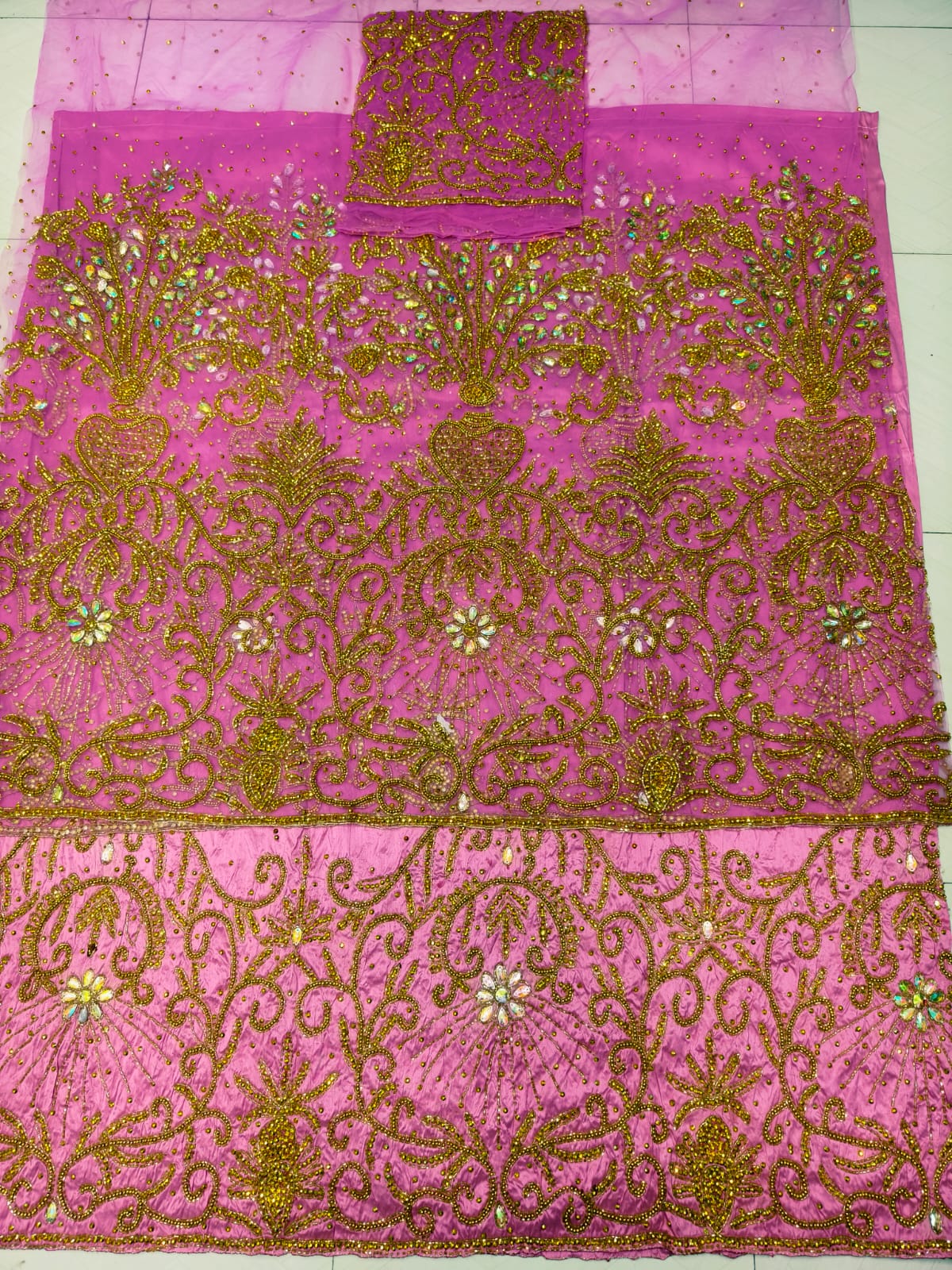 Heavily Beaded Designer George Wrapper Set