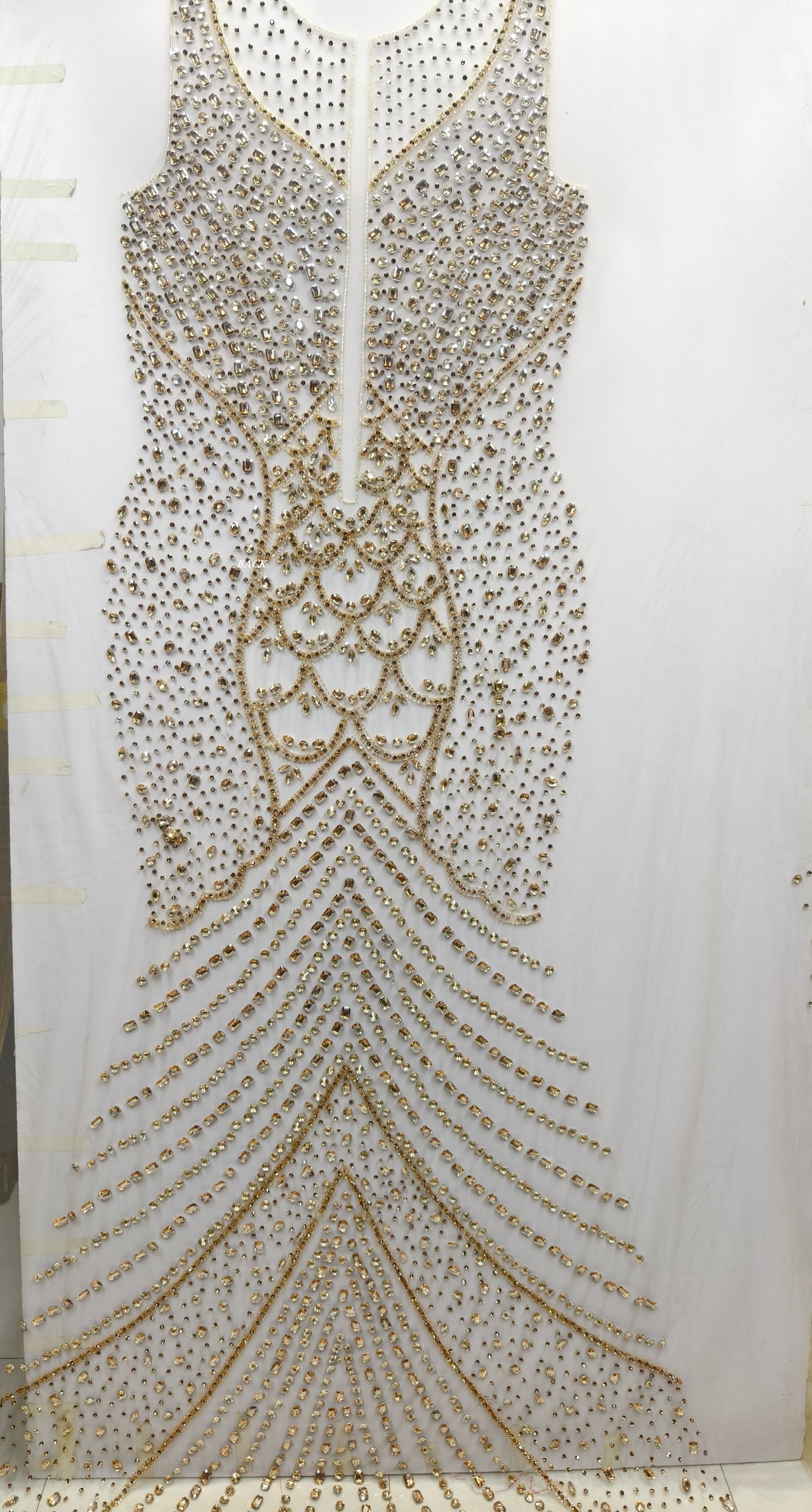 High Quality Designer Back Front Panel Dress Evening Gown Fabric