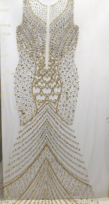 High Quality Designer Back Front Panel Dress Evening Gown Fabric