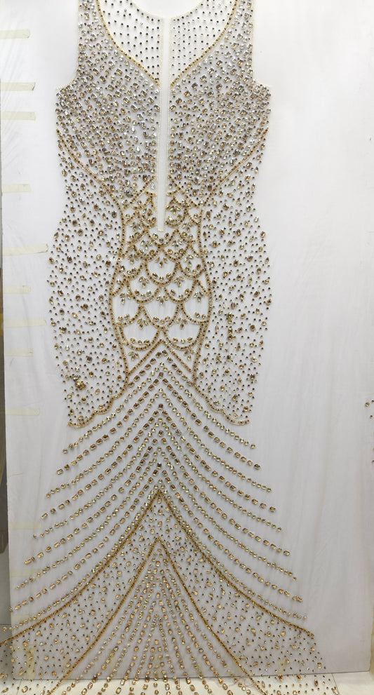 High Quality Designer Back Front Panel Dress Evening Gown Fabric