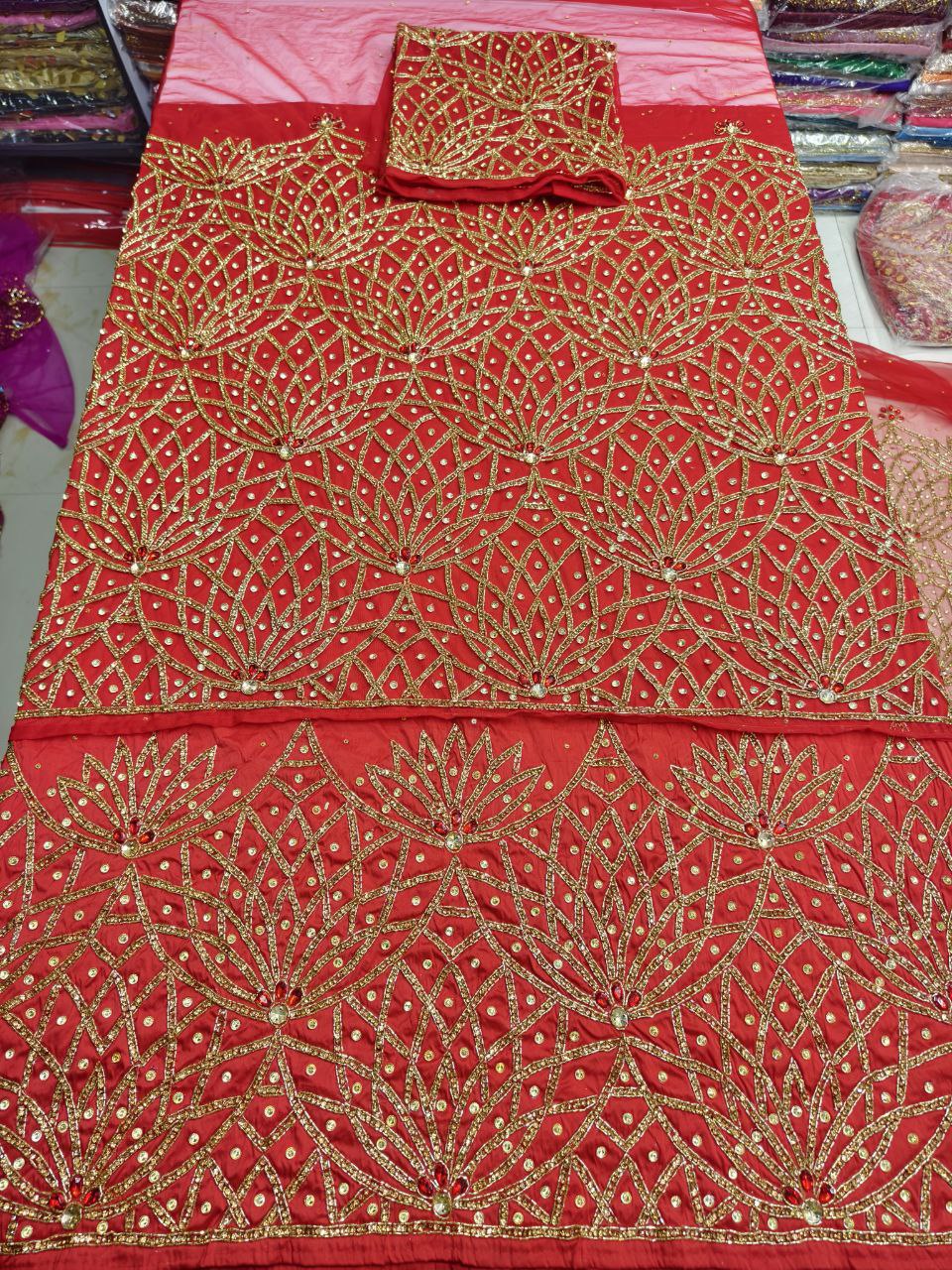 Heavily Beaded George Fabric
