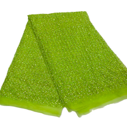 Heavily Beaded Designer Lace Fabric
