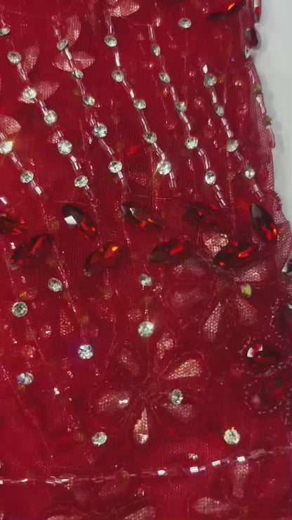 Heavily Designer Net Lace Fabric
