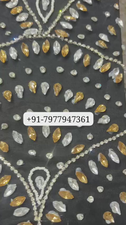 High Quality Designer Rhinestone Lace Fabric