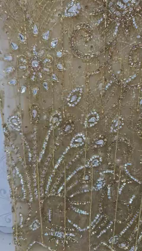 High Quality Designer Rhinestone Lace Fabric