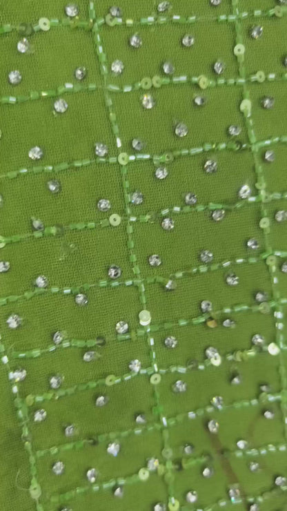 Heavily Beaded Designer Lace Fabric