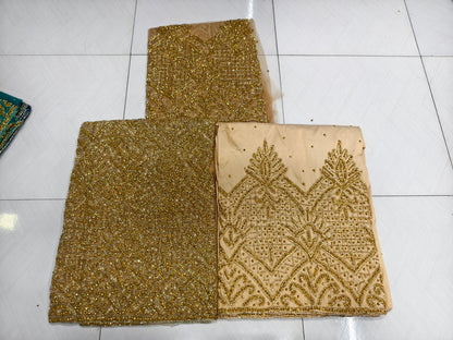 Heavily Beaded Designer George Wrapper set