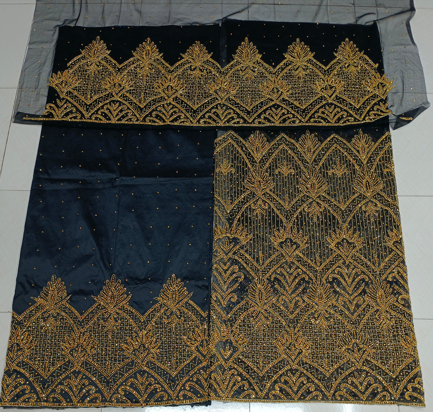 Heavily Beaded Designer George Wrapper set