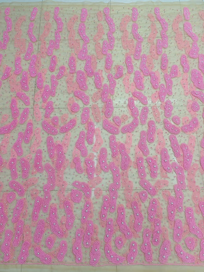 Heavily Beaded Net Lace Fabric