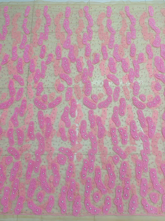Heavily Beaded Net Lace Fabric